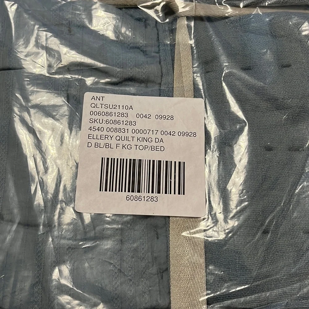 Anthropologie Ellery Pieced King Size Quilt Dark Blue NWT Plus shams